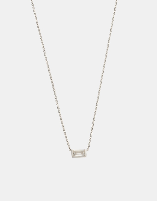 Kirstin Ash - Baguette Birthstone Necklace April White Topaz