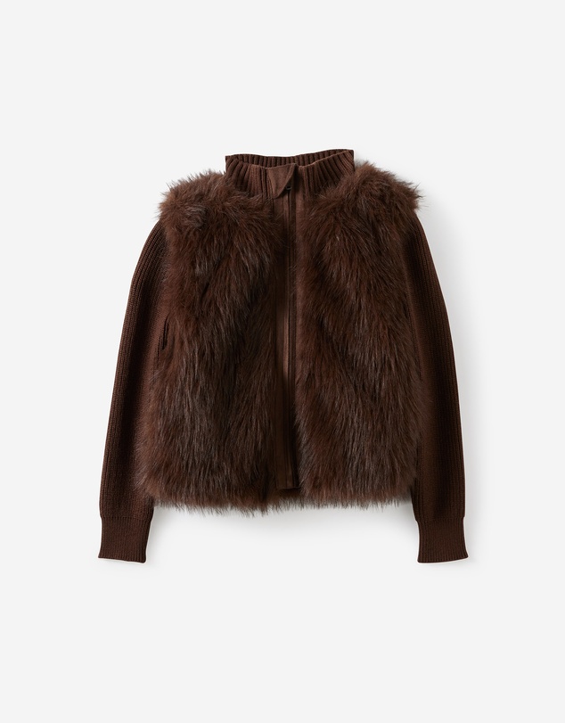 Cotton On Kids - Zip Through Knit Faux Fur Jacket