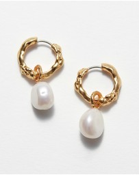 & Other Stories - Sculpted Pearl Drop Hoop Earrings