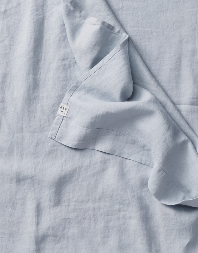 IN BED - 100% Linen Flat Sheet in Mist