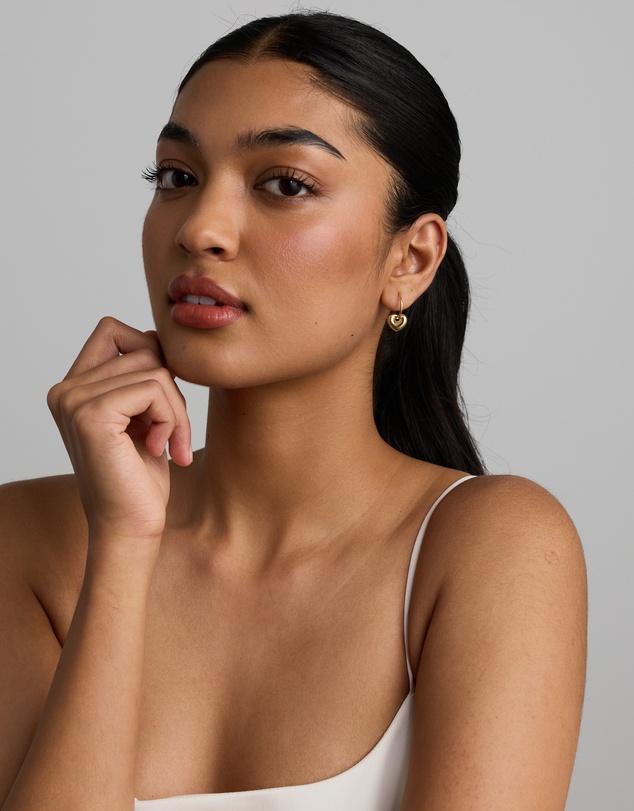 Michael Hill - Heart Drop Hoop Earrings in 10kt Yellow Gold