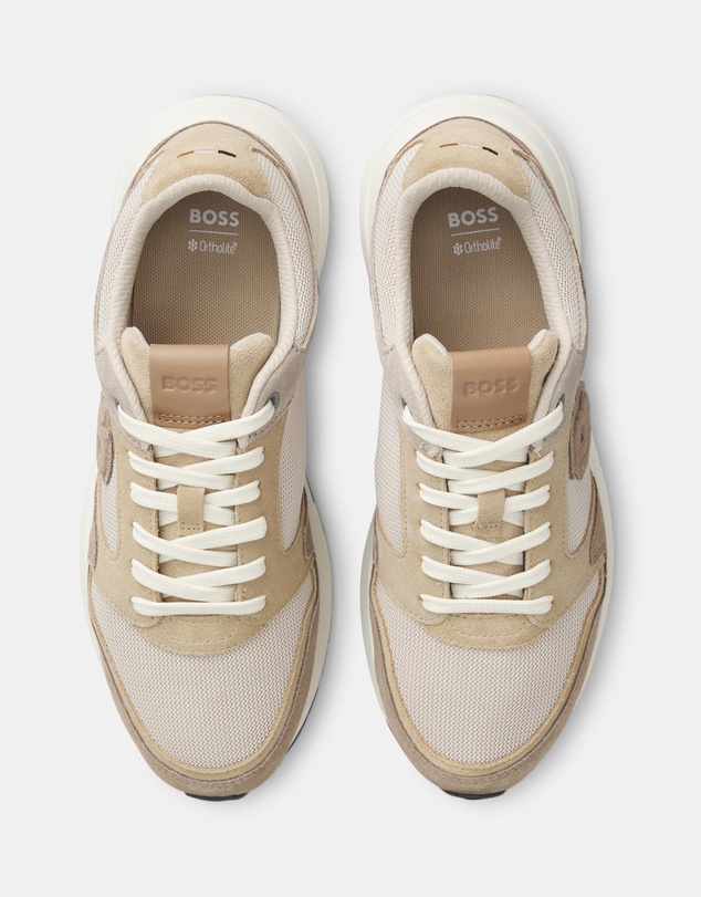 BOSS - Vinston Double B Monogram Suede Trainers - Men's