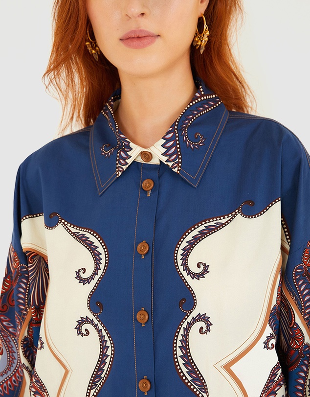 Farm Rio - Arabesque Scarf Long Sleeve Shirt