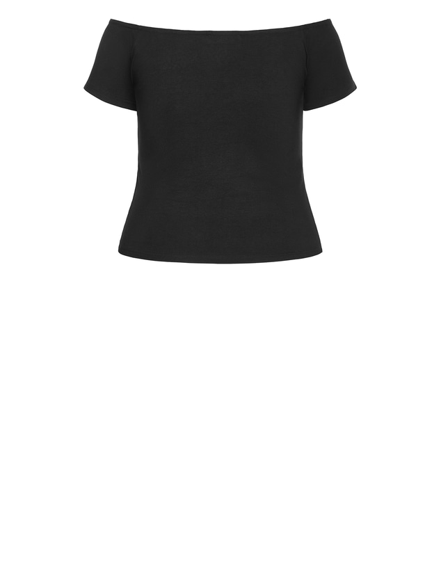 City Chic - Plus size Urban Status Off Shoulder Short Sleeve Top - black