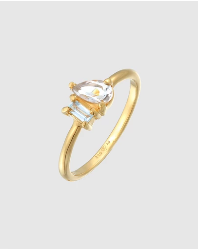 Elli Jewelry - Topaz Ring in Gold-Plated 925 Silver