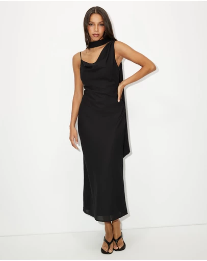 Dazie - Esme Chiffon Neck Scarf Midi Dress