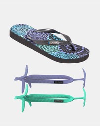 Boomerangz Footwear - Men's Saltwater Dreamtime Thongs 01 with arch support and 2 x interchangeable straps