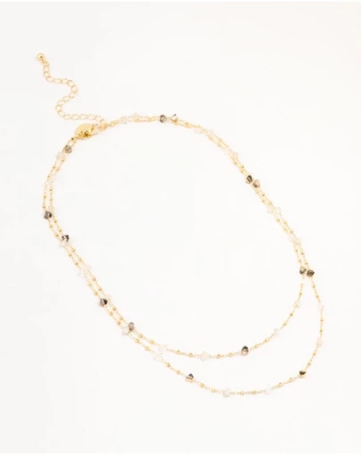 Lovisa - Gold Plated Station Semi Precious Shards And Ball Necklace