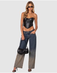 EDIKTED - Aberdeen Faux Leather Cupped Corset