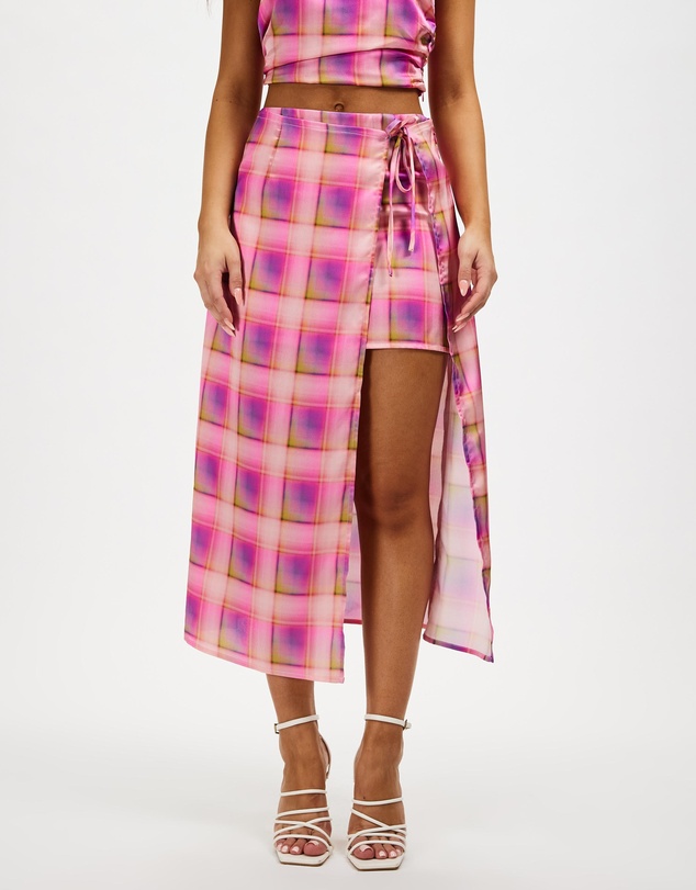 Dazie - Check On It Midi Skirt
