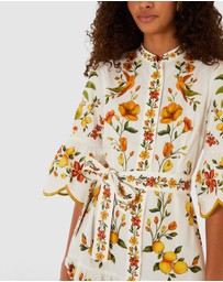 Farm Rio - Lemon Bouquet Off-White Mini Dress