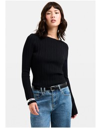 Subtitled - Holland Boat Neck Long Sleeve Knit Top