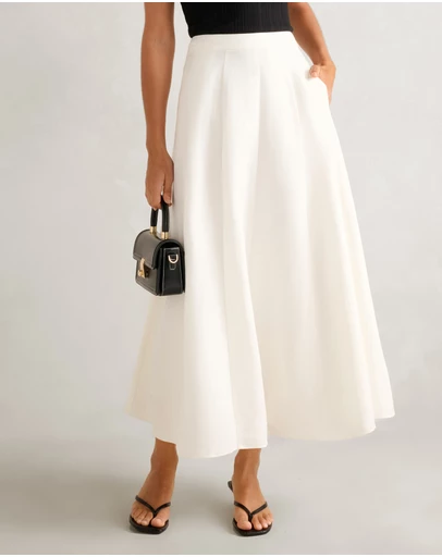 Forever New - Georgina Linen Blend Midi Skirt
