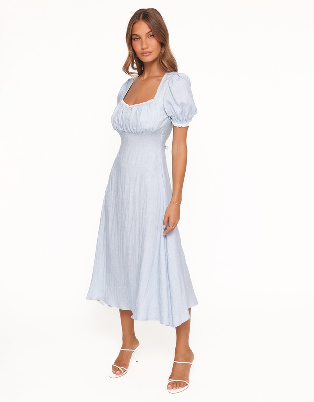 Petal & Pup - Francine Lace Midi Dress - Blue Ditsy Floral