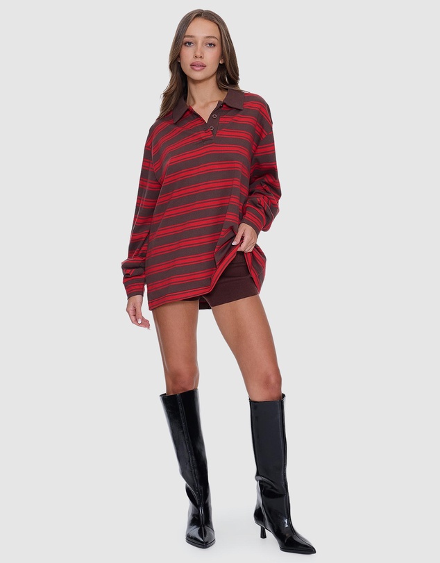 Thrills - Conditions Apply Stripe Long Sleeve Polo