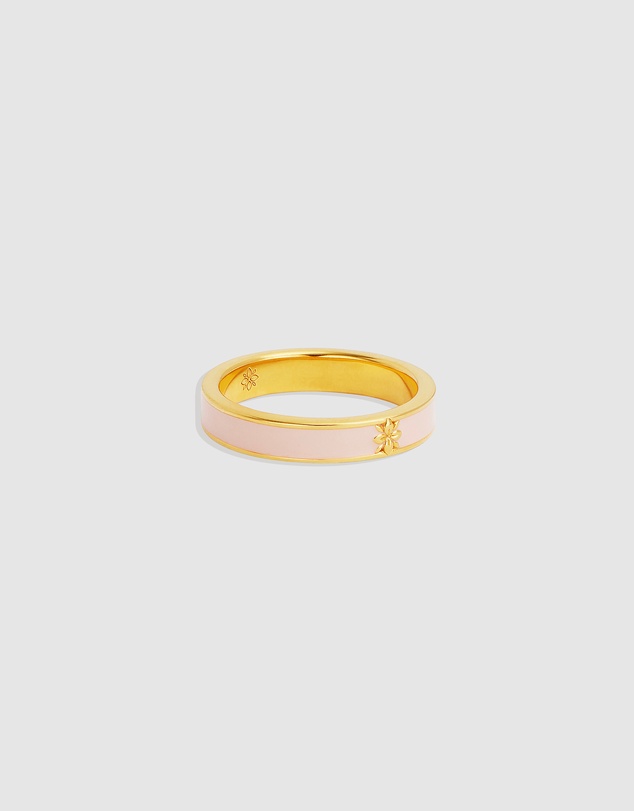 By Charlotte - Born to Bloom Enamel Ring - Rose Quartz