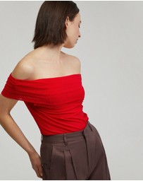 Oxford - Nia Mesh Off-Shoulder Top