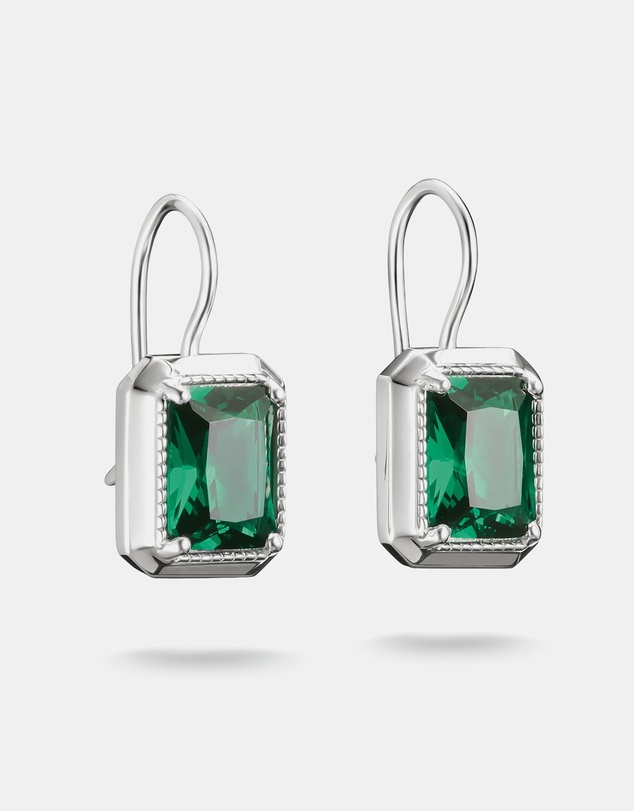 THOMAS SABO - THOMAS SABO Drop Earrings with Green Octagon Stones Silver