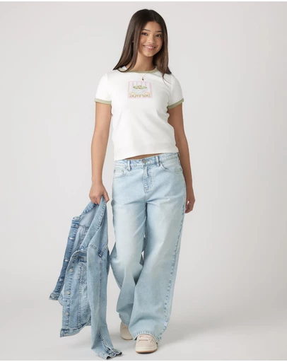 Decjuba Kids - Olive Ringer Tee - Teens