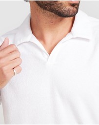 Vacay Swimwear - White Terry Polo