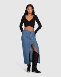 Belle & Bloom - Can't Forget You Denim Midi Skirt