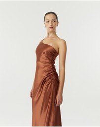 Third Form - Satin Gather One Shoulder Dress