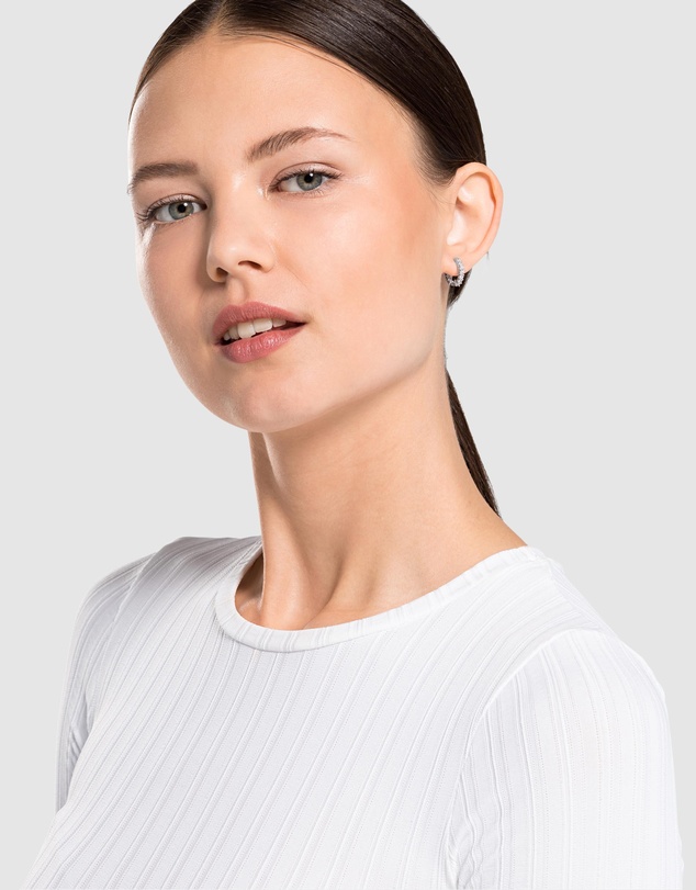 Swarovski - Matrix Vittore hoop earrings, Round cut, White, Rhodium plated