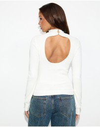 Dazie - Tessie Open Back Turtleneck Knit Top