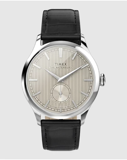 TIMEX - Waterbury Classic 39mm Crocodile Grain Leather Strap Watch