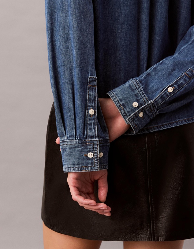 Calvin Klein Jeans - Denim Cropped Button-Down Shirt