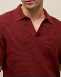 Trenery - Cotton Texture Stitch Polo in Auburn