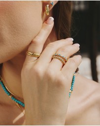 Ania Haie - Ania Haie Gold Bezel Lab Created Turquoise Ring