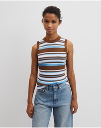 Country Road - Australian Merino Crew Neck Stripe Knit Tank