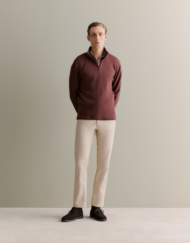 Trenery - Regular Fit Jaspe Cotton Shirt in Burgundy