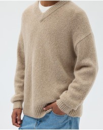 AERE - Wool Blend Slouched V-Neck Jumper