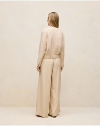 Trenery - Soft Collarless Blouson Jacket in Sand