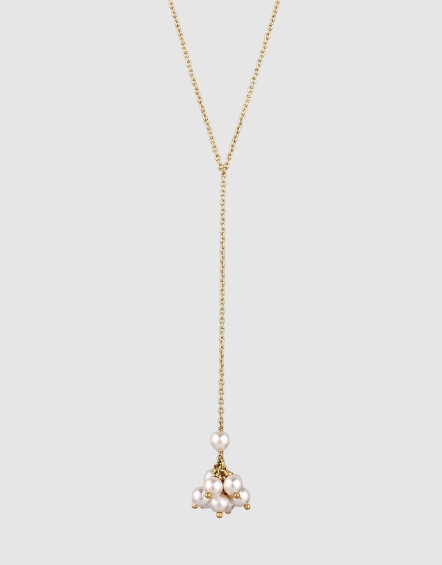 Elli Jewelry - Pearl Y-Drop Necklace in Gold-Plated 925 Silver