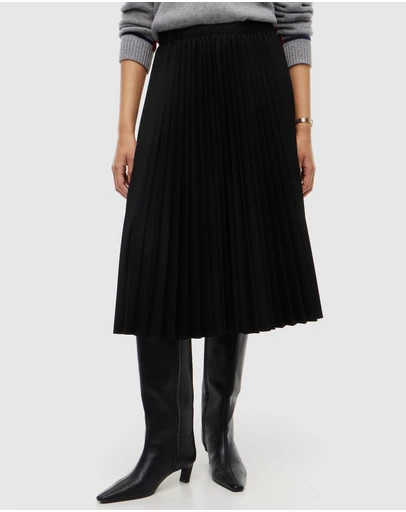 Tommy Hilfiger - Pleated Twill Midi Skirt