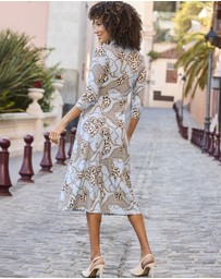 Sosandar - Blue WOW Print Ruched Front Shirt Dress