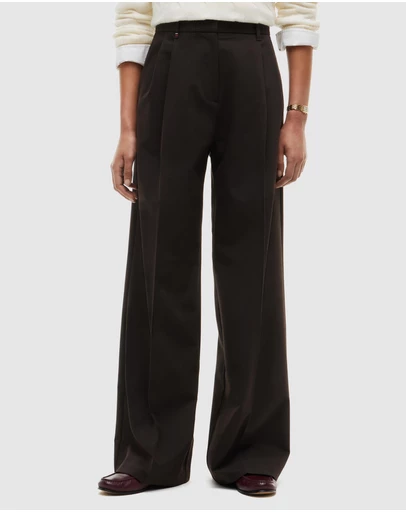 Tommy Hilfiger - Pleated Twill Wide Leg Trousers