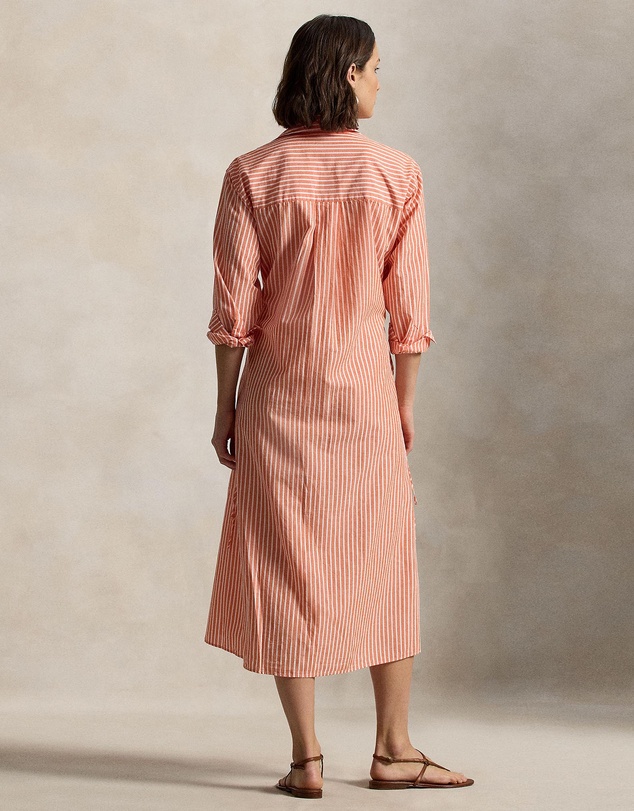 Polo Ralph Lauren - Striped Cotton-Linen Drawcord Shirt Dress