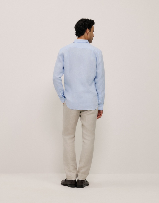 Trenery - Tailored Fit Delave Linen Shirt in Fresh Blue