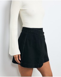 AERE - Denim Wrap Over Mini Skirt