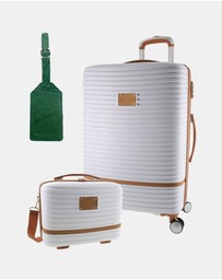 Pierre Cardin - Pierre Cardin Classique Large Hard Shell with Mini Beauty Case Set + Leather Tag