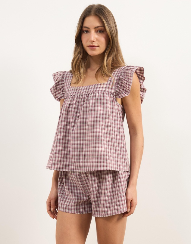 Atmos&Here - Lola Flannel Check Cami Shorts Set