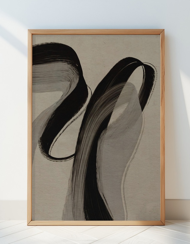 Olive et Oriel - Gray And Black Strokes No 5 by Treechild Art Print