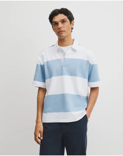 Country Road - Short Sleeve Australian Cotton Stripe Rugby Polo
