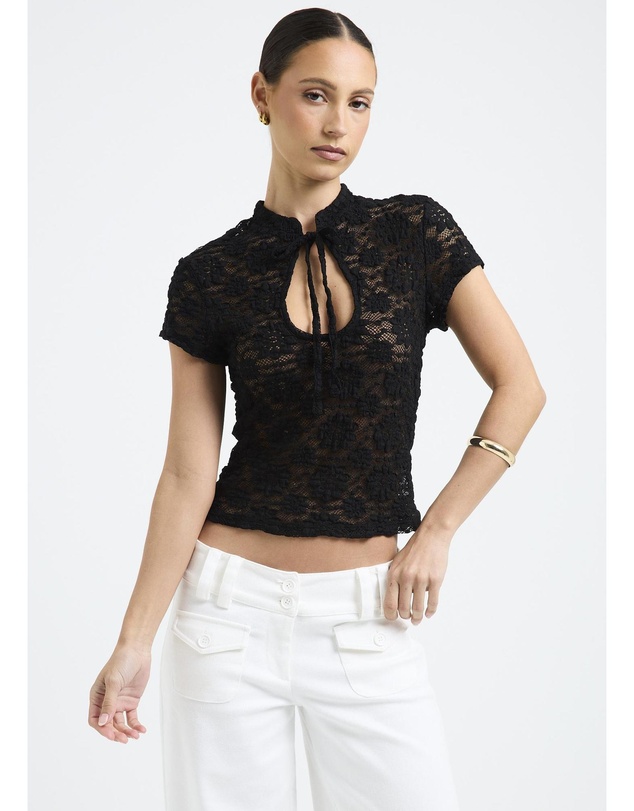 Alice In The Eve - Naomi Satin Lace Halter Top