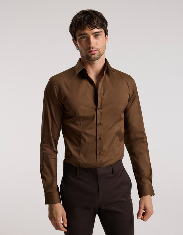 Calibre - Stretch Cotton Poplin Shirt Chestnut