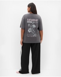 City Chic - Plus size Chill Social Club Tee - slate